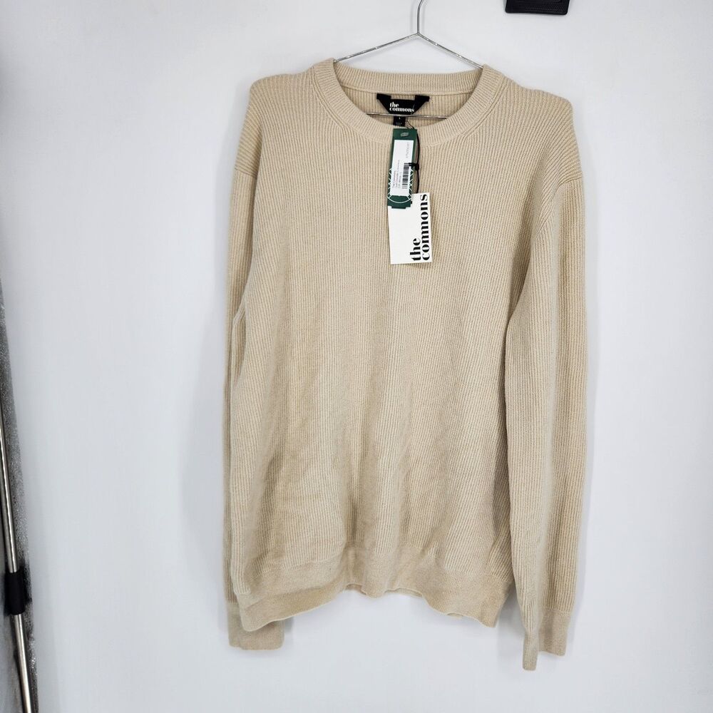 The Commons Men's Off-White Large Dull Chenille Crewneck Sweater NWT